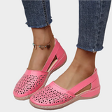 Anatómiai bőr balerina cipők kivágásokkal és szalaggal